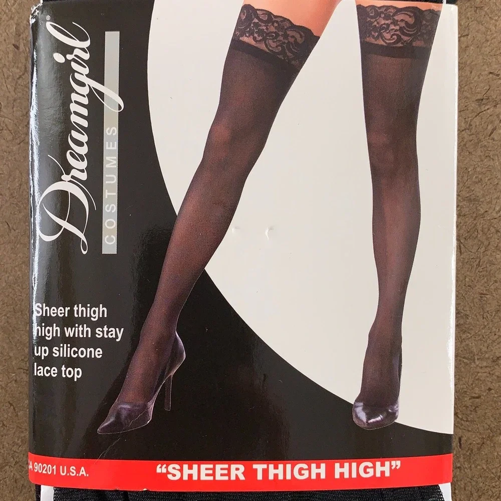 Dreamgirl Costumes Women's One Size 90-160lbs Black Sheer Thigh High 1 Pair NWT